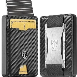 Billetera Tarjetas Delgada Elegante Bloqueo Bifold Carbon Fiber
